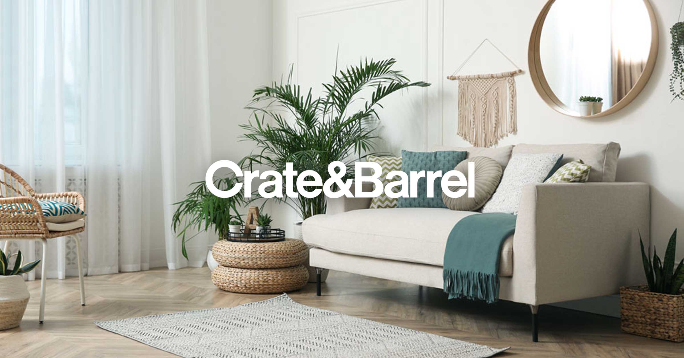 GroupBy data enrichment case study - living room furnished with Crate&Barrel like furniture