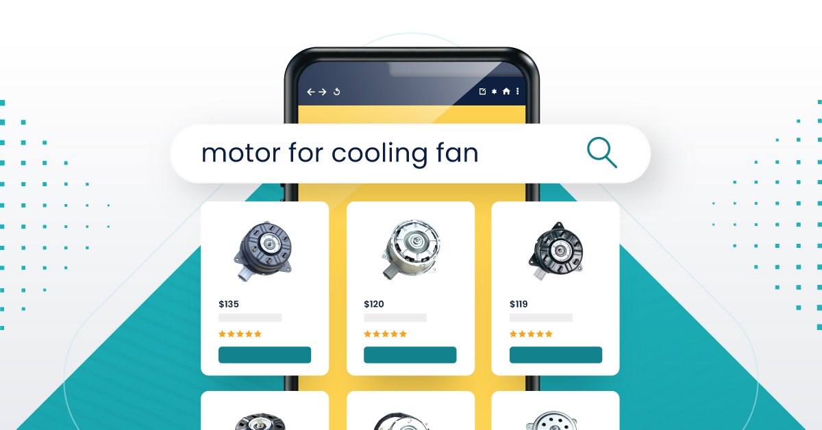 B2B search query of motor for cooling fan showing accurate results