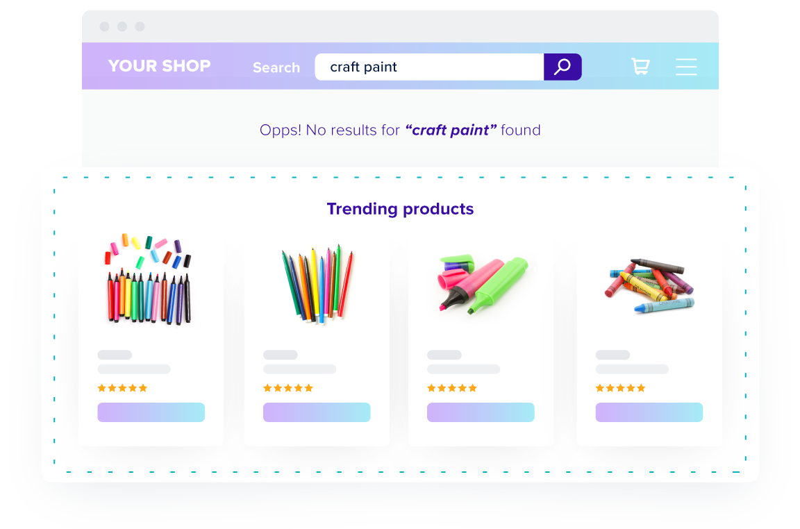 eliminate buyer frustration by supplying your eCommerce shoppers with recommended product alternatives on no results pages